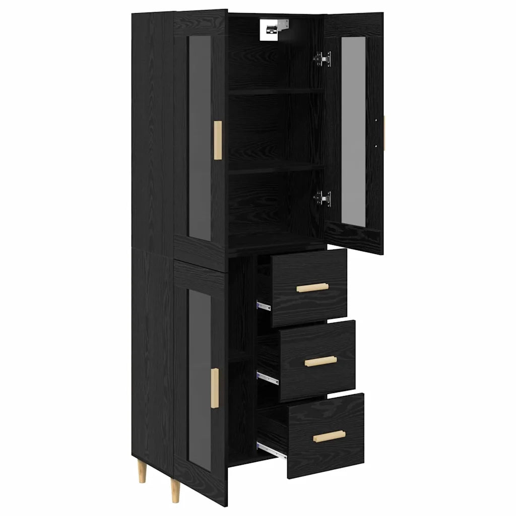 Credenza-Buffet-Armadio da cucina Rovere Nero 69,5 x 34 x 180 cm Legno multistrato 583852