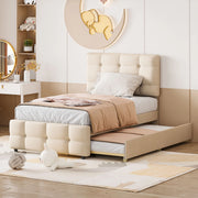 letto imbottito lino beige 90 x 200 cm