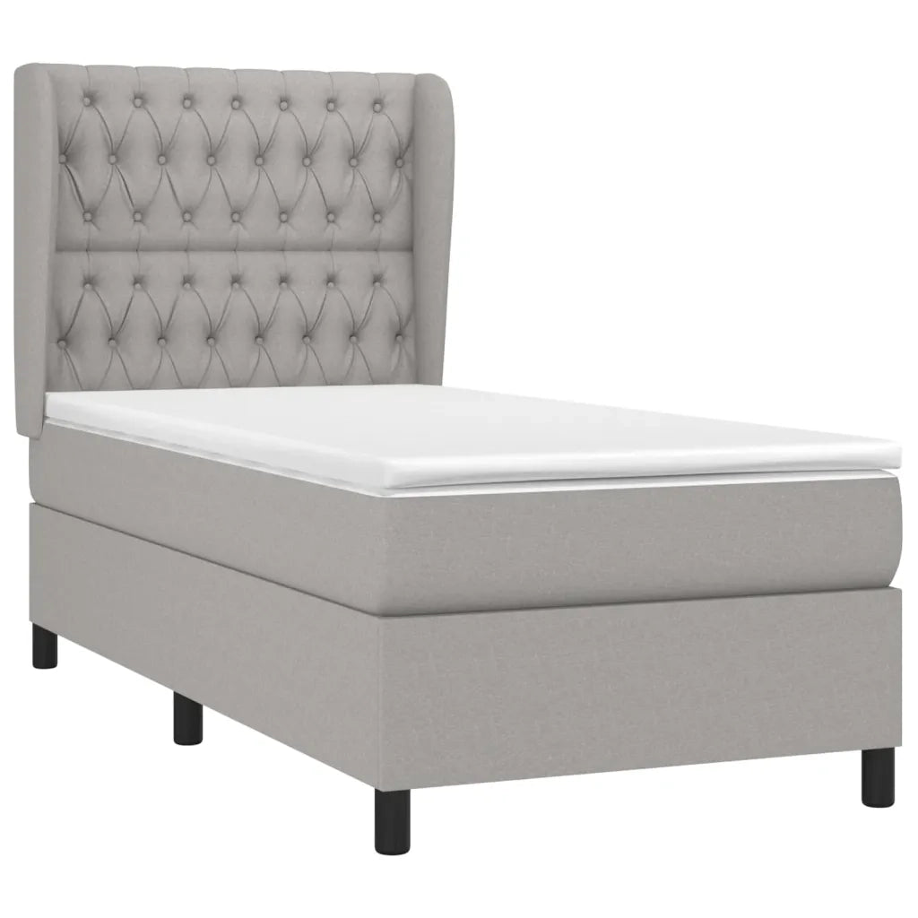 Giroletto a Molle con Materasso Grigio Chiaro100x200 cm Tessuto 3128181