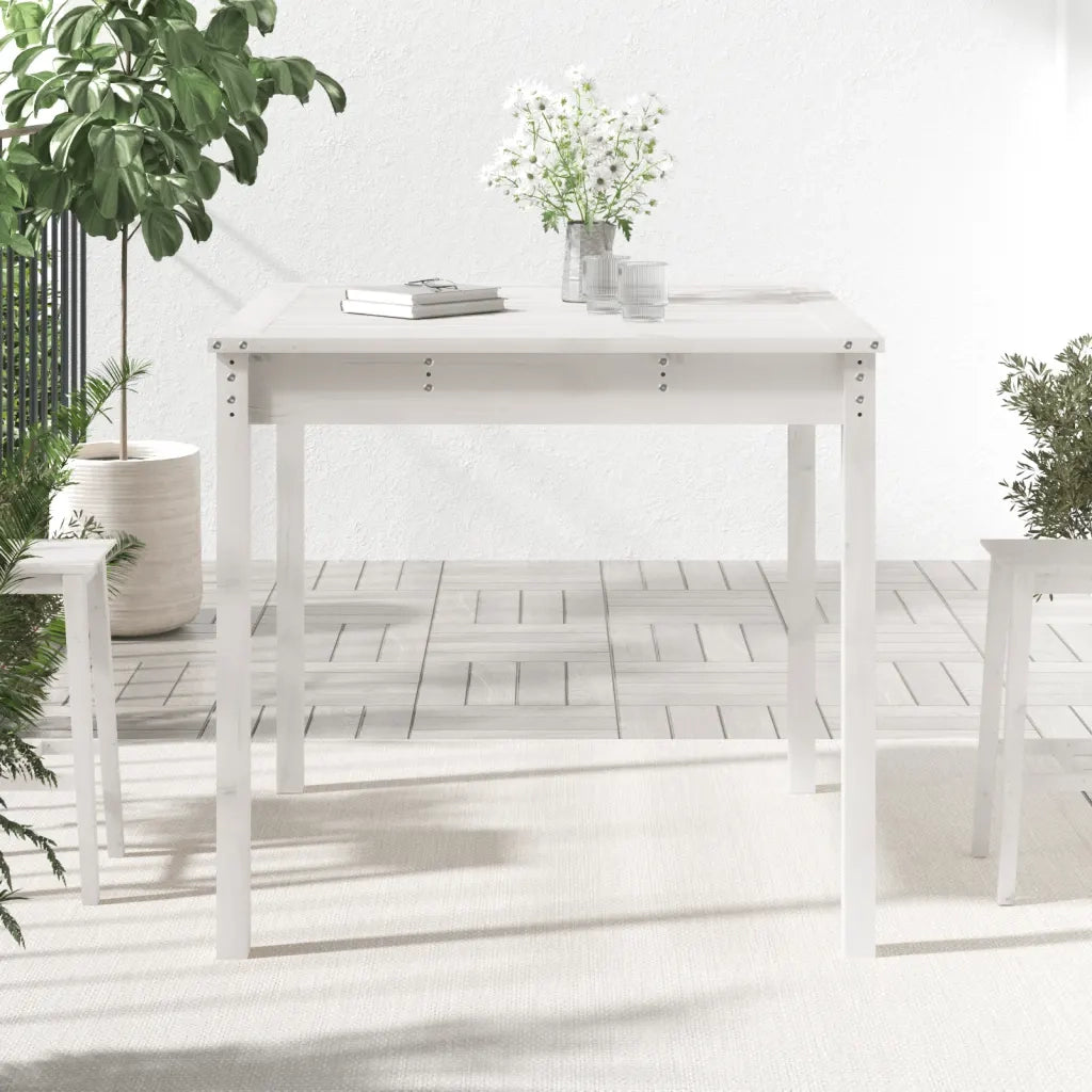 Tavolo da Giardino Bianco 82,5x82,5x76cm Legno Massello di Pino 823963