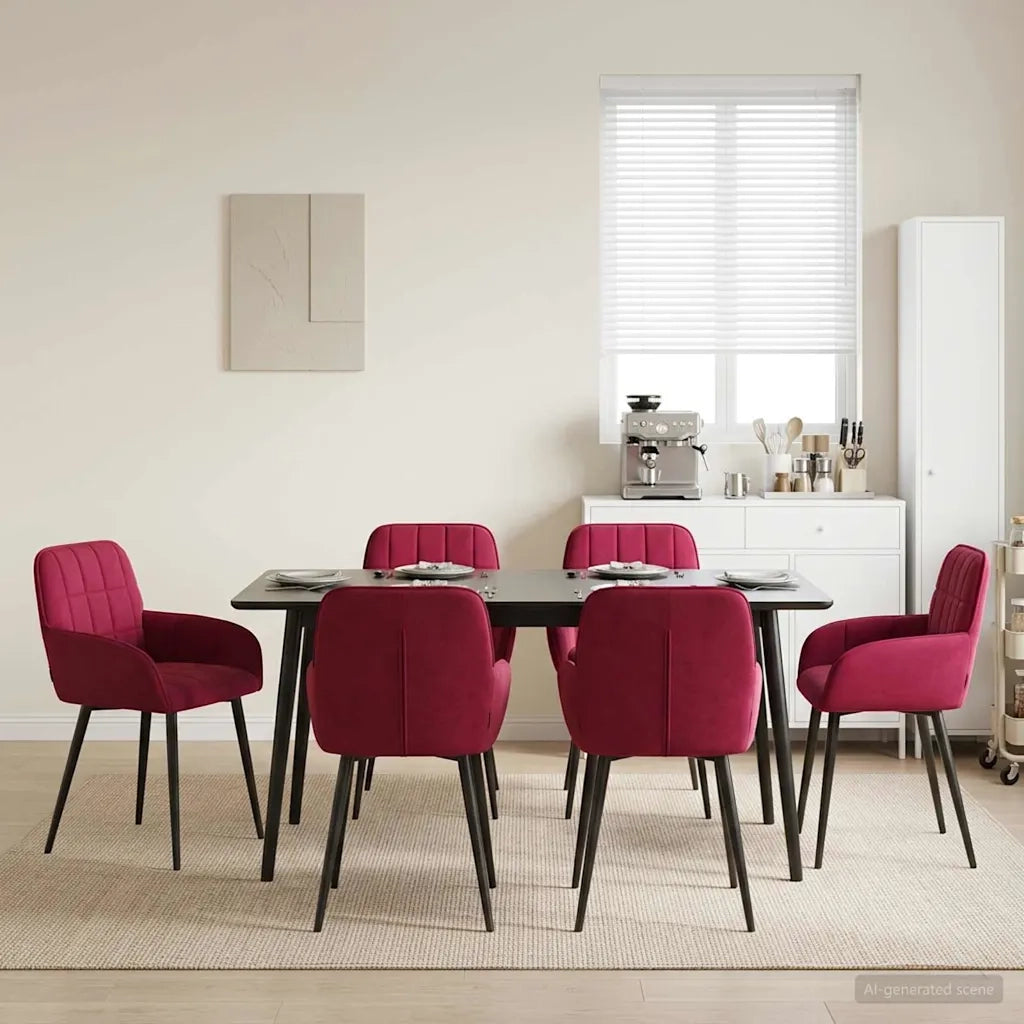 Sedie da pranzo 6 pcs Velluto (V) Rosso Vino 56,5 x 50 x 86 cm 3428179