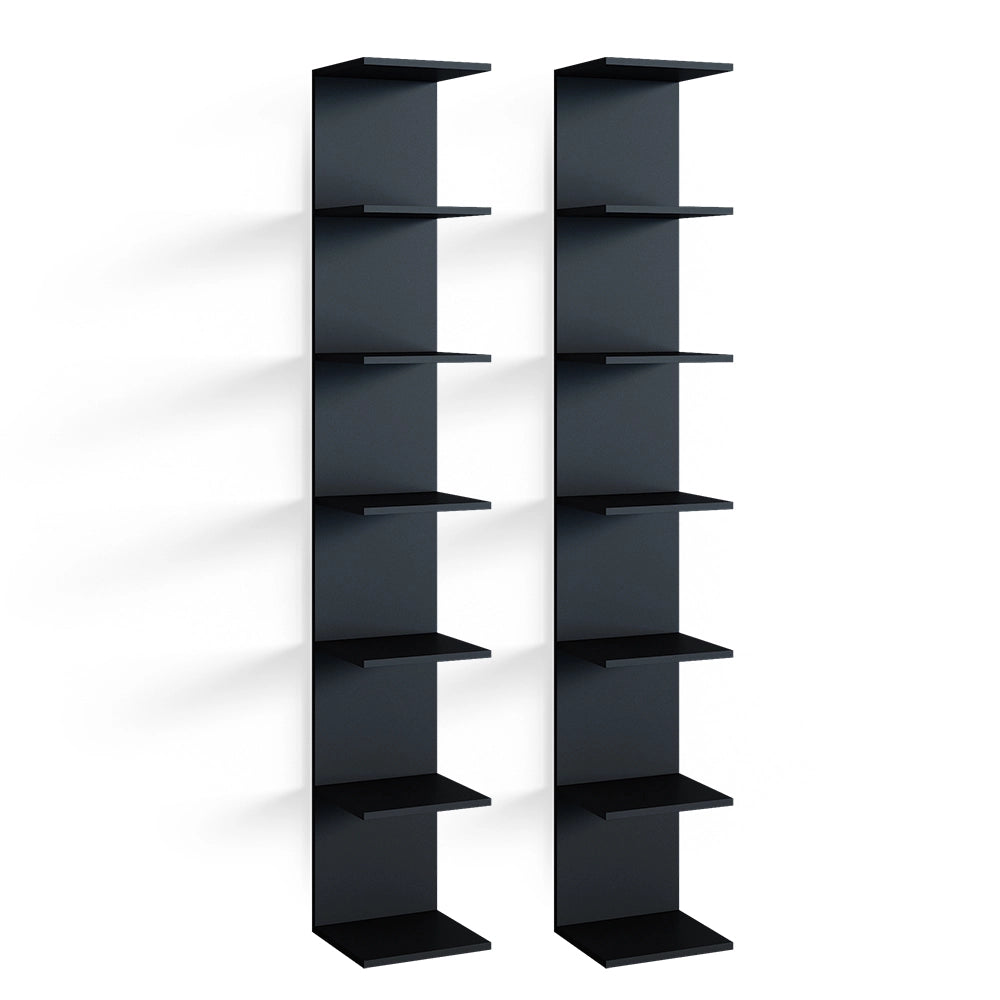 Vicco Scaffale a muro Nero 28 x 190 cm Set di 2