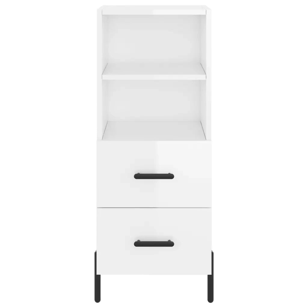 Credenza Bianco Lucido 34,5x34x90 cm in Legno Multistrato 828678