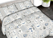 Completo Lenzuola Letto 100% Cotone Made Italy Disegni Invernali Natalizi C.N - 1 Piazza - Shabby Grigio