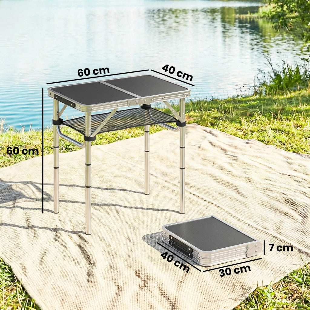 Tavolo Pieghevole da Picnic ¨C zephmum ¨C Nero 60 cm