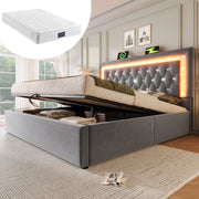 letto imbottito velluto grigio 140x200 cm