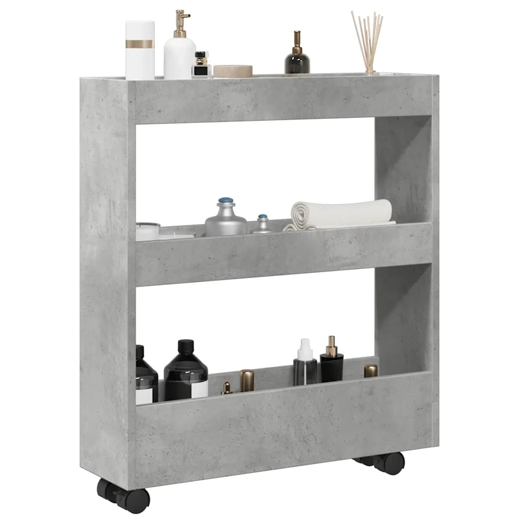 Carrello Stretto a 3 Livelli Grigio Cemento in Truciolato CFW7012109