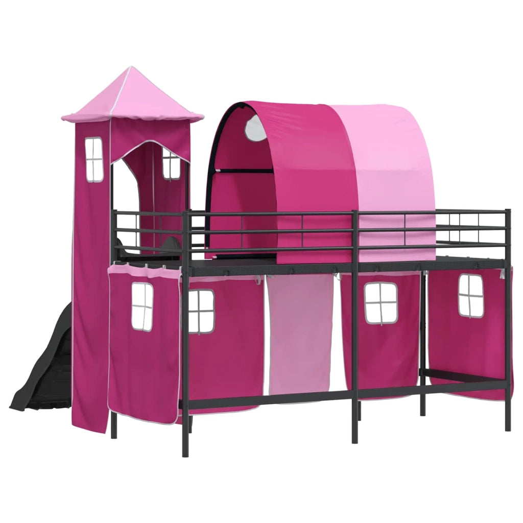 Struttura del letto loft per Bambini | Letto Infantile | Lettino Nero e rosa 75 x 190 cm