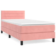 Letto singolo | Letto per adulti | Giroletto a Molle con Materasso Rosa 100x200 cm in Velluto
