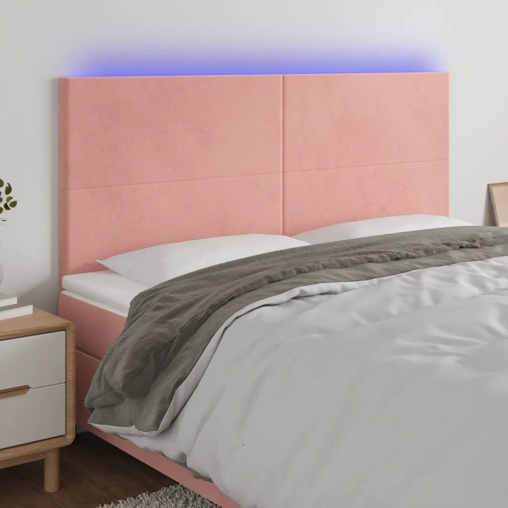 Testiera a LED-Testata con LED Rosa 160x5x118/128 cm in Velluto 118006