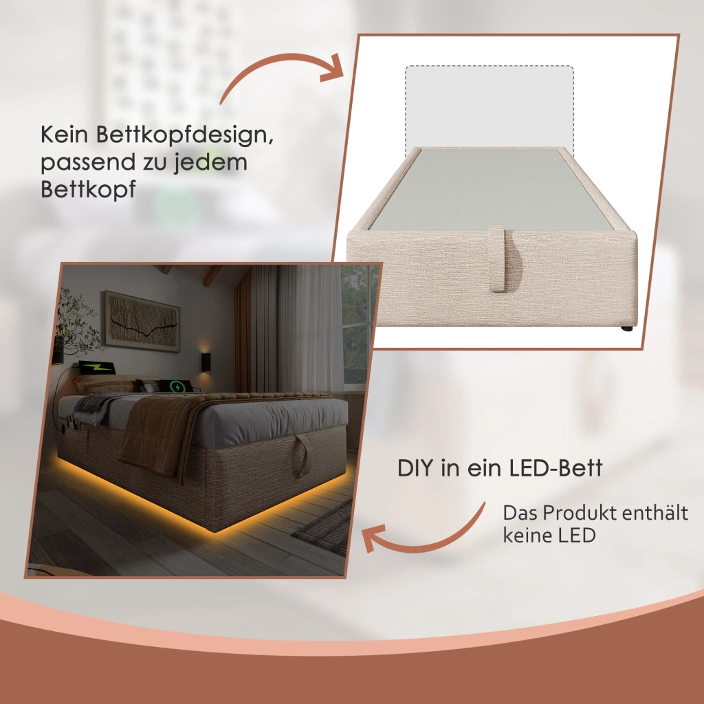 letto imbottito lino naturale 140 x 200 cm