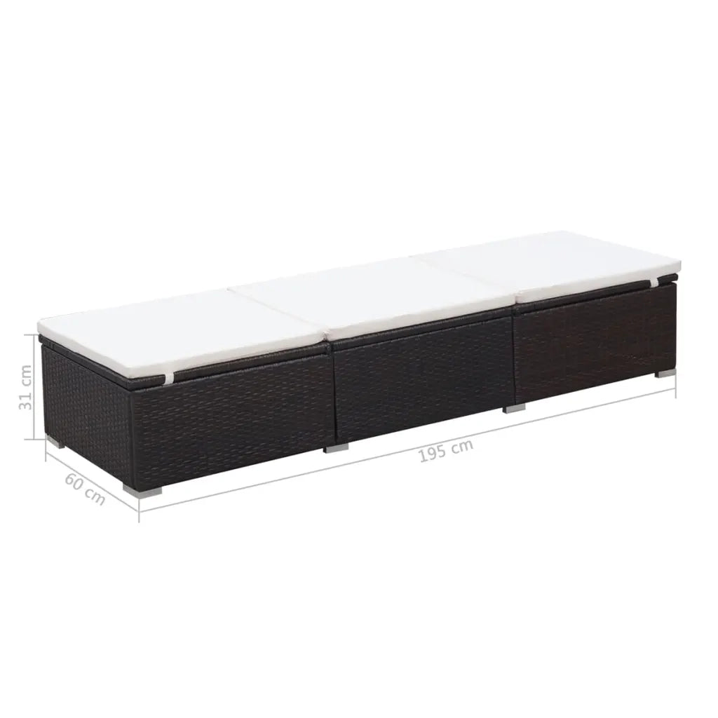 Lettino Prendisole con Cuscino in Polyrattan Marrone 44403