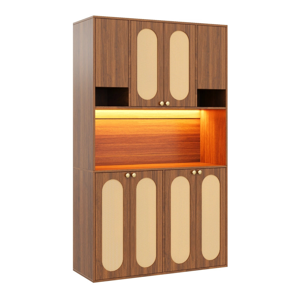 ARMADIO Alto 106x40x178 cm MDF Naturale con LED regolabile