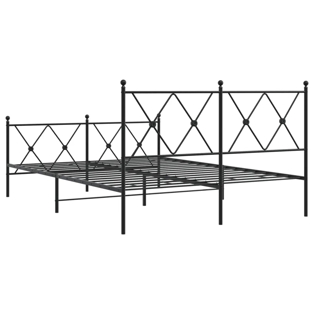 Letto matrimoniale | Letto per adulti | Giroletto con Testiera e Pediera Metallo Nero 140x190 cm