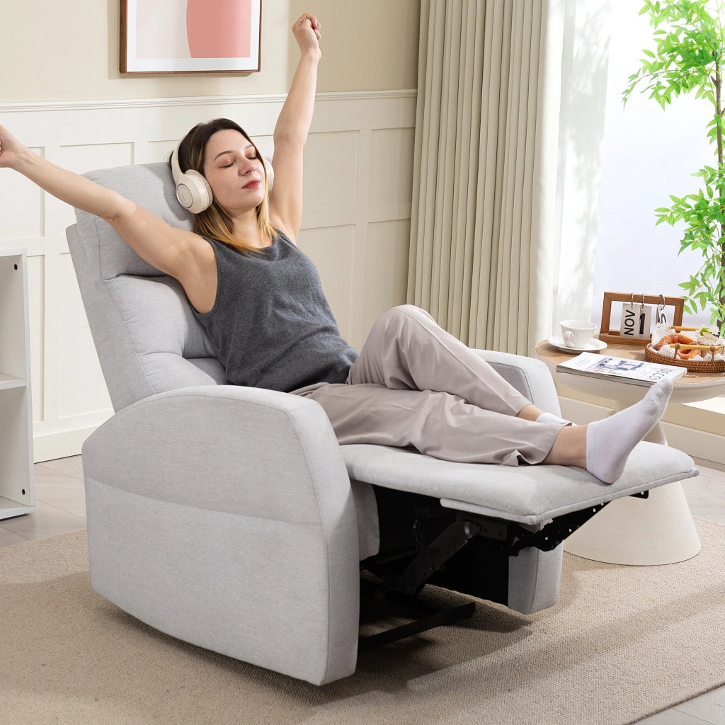 Poltrona Relax Reclinabile con Poggiapiedi ¨C Minimal ¨C Grigio Chiaro
