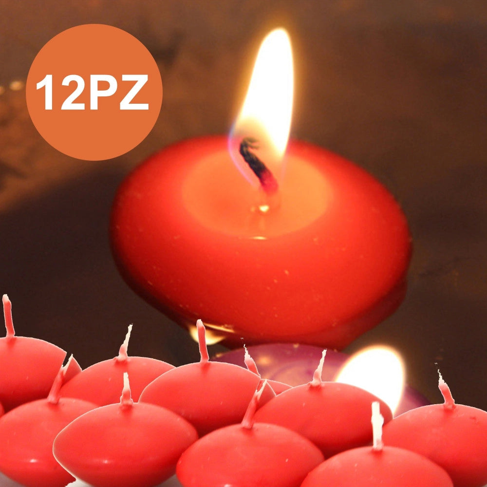 Trade Shop - 12 X Candeline Galleggianti Rosse Rosso Matrimonio Decorazione Tealight Candele -
