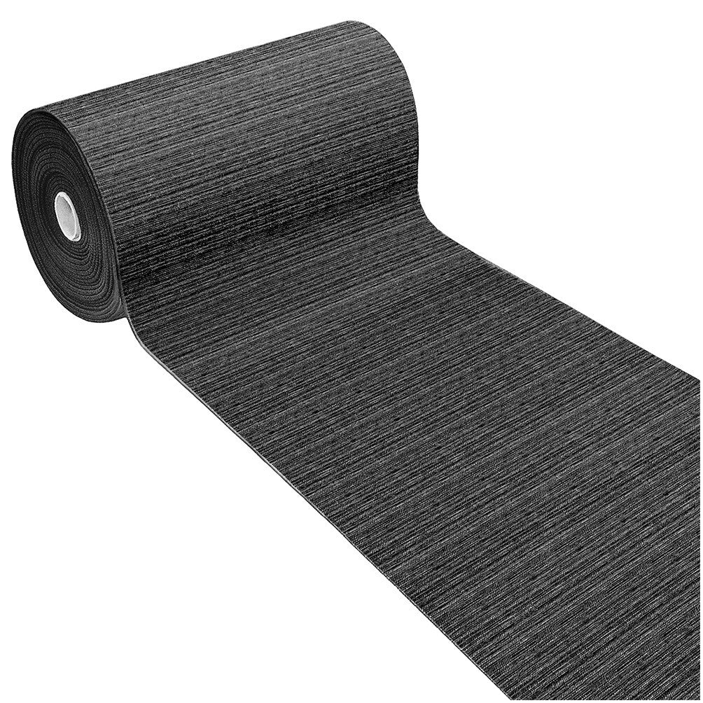 Tappeto Cucina Tinta Unita Striato 54x280 Cm Bordato Assorbente Passatoia Casa Antiscivolo Nero