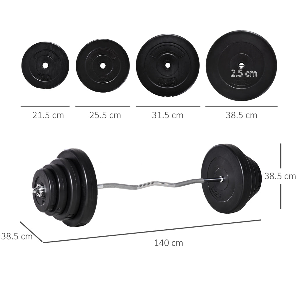 Set Bilanciere e Dischi 70 kg ¨C zephmum ¨C Nero, Acciaio e Plastica