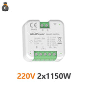 Alcapower Smart Switch 230V AC Doppio Canale 2x1150W Modulo Domotico Intelligente per Carichi Resistivi e Induttivi Dimensioni Compatte 44x44x22mm