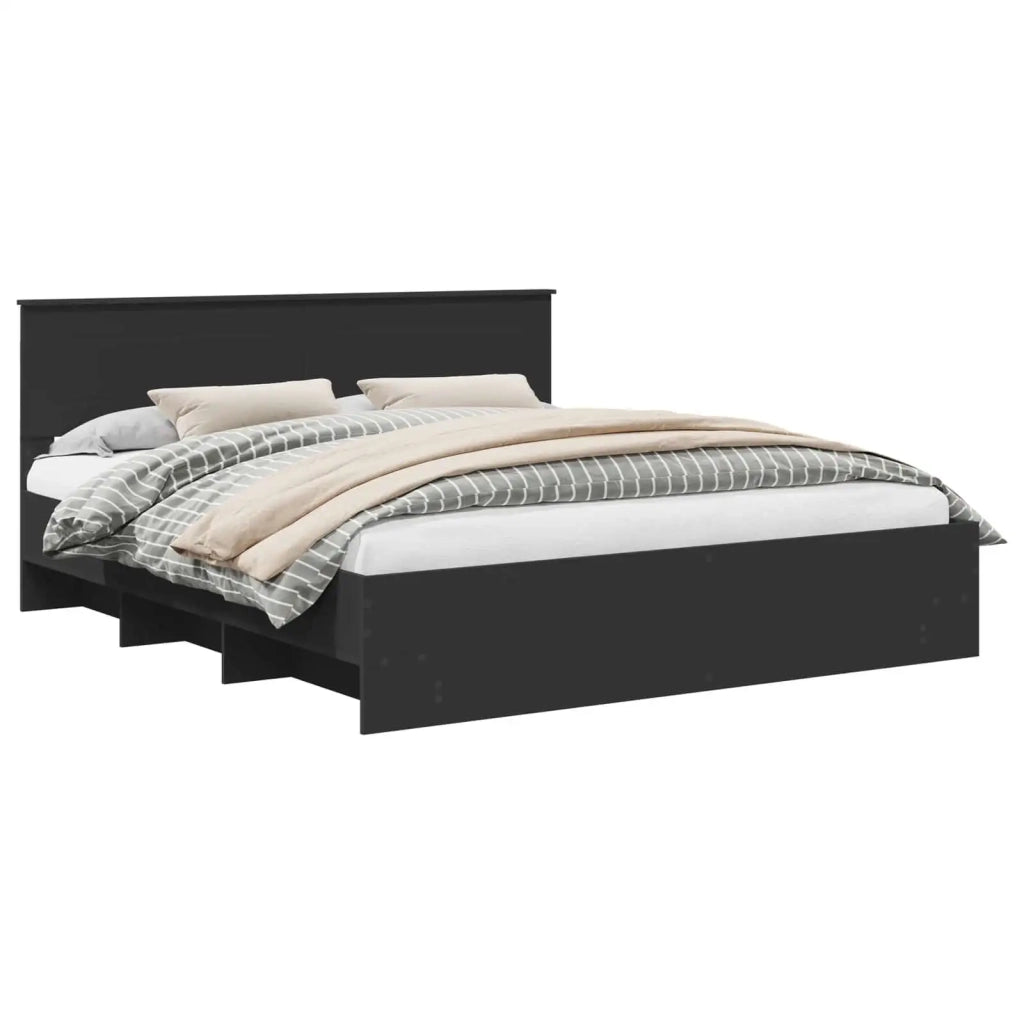Struttura del letto-Giroletto Nero 180 x 200 cm Legno multistrato 568193