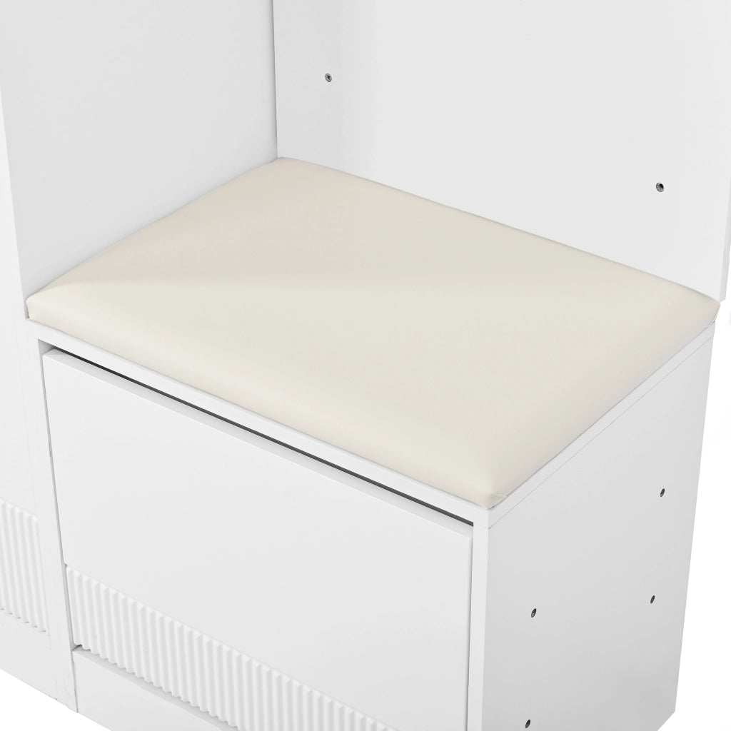 GARDEROBA da ingresso con scarpiera, specchio, LED, 105 x 38 x 190 cm, bianca