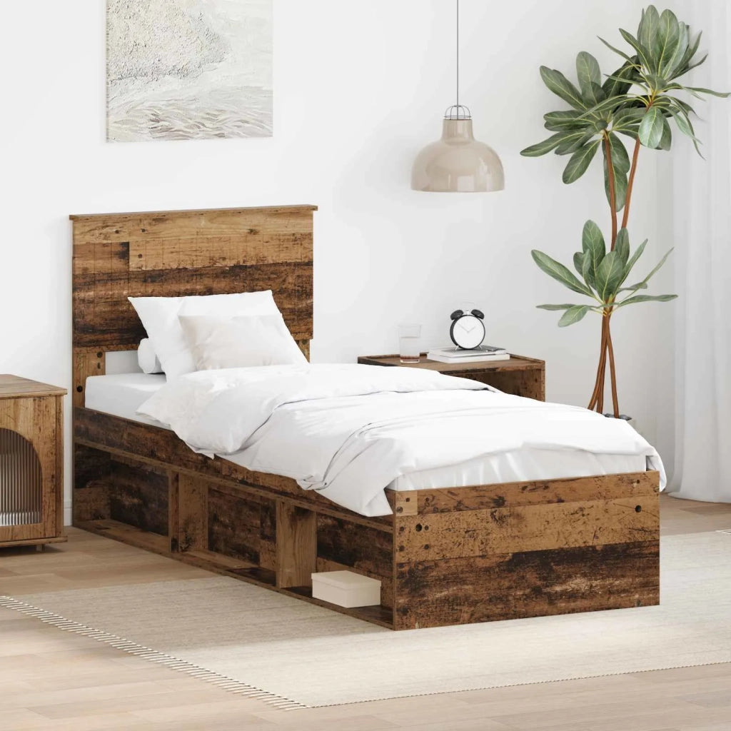 Letto singolo | Letto per adulti | Struttura del letto Legno vecchio 75 x 190 cm Pino massello