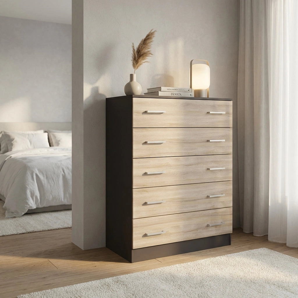 Cassettiera con 5 cassetti in Legno Composito cm 80x45x111 - VANCE