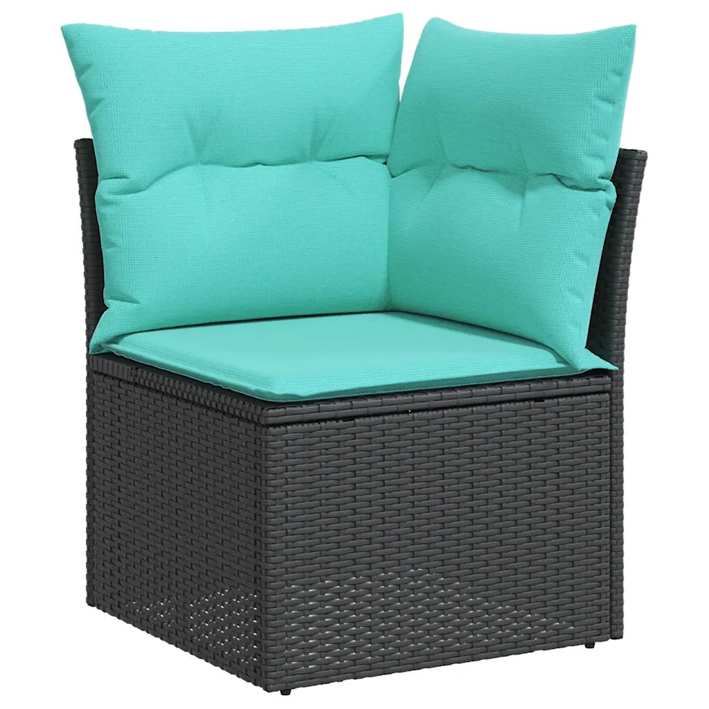Set Divano da Giardino con cuscino 5 pcs Nero e blu 3349332
