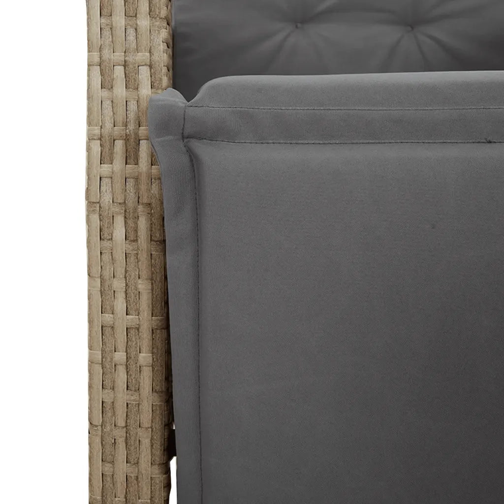 Set Pranzo da Giardino 7 pz con Cuscini Beige Misto Polyrattan