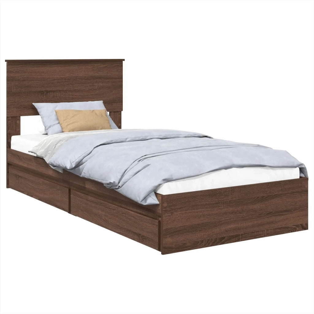 Letto con Contenitore con testiera-Struttura Letto con contenitore Rovere Marrone 75 x 190 cm 518176