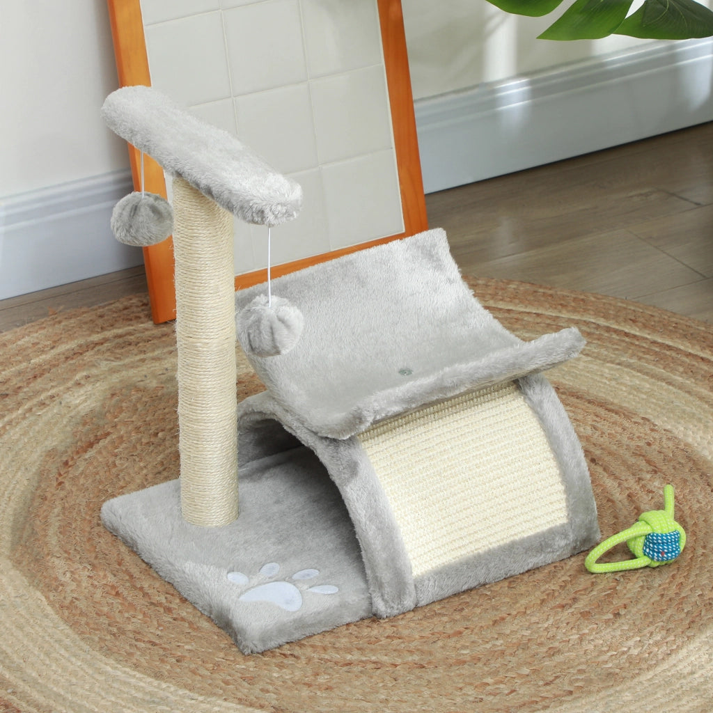 Tiragraffi Albero per Gatti con Cuccia e Palline ¨C zephmum ¨C Grigio 40x30x43cm