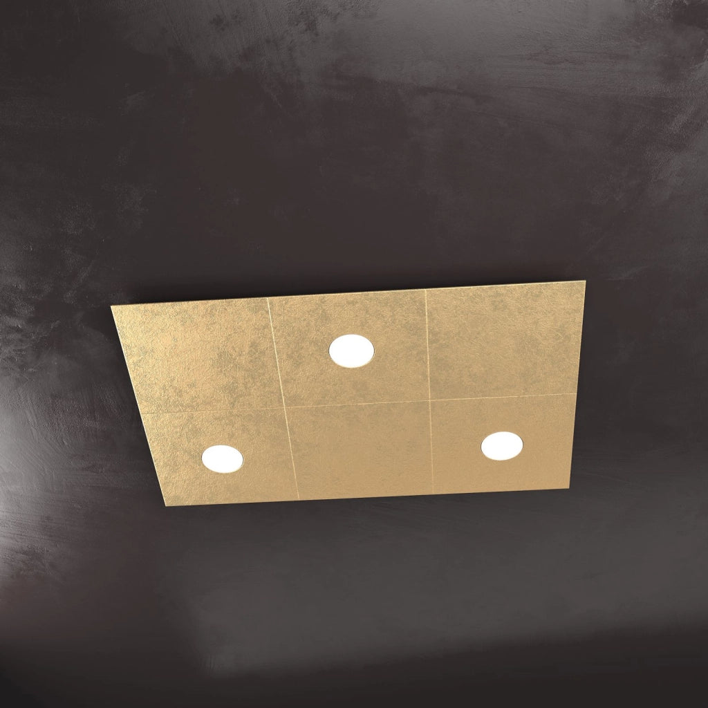 ECCENTRIC APPLIQUE-PLAFONIERA 3 LUCI + 3 DECORATIVO FOGLIA ORO 1156-3L3D-FO