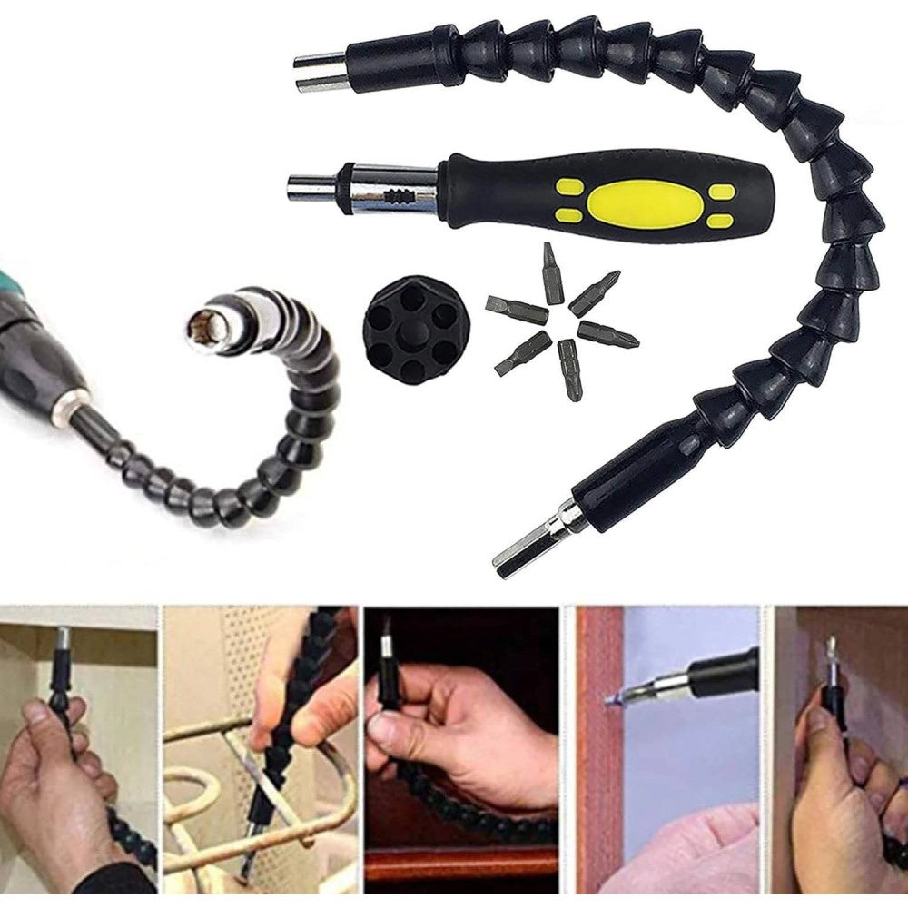 Trade Shop - Cacciavite Con Estensione Flessibile E Con Punte Di Ricambio 8 In 1 -