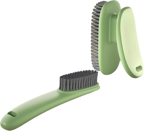 Set di spazzole per pulizia - Spazzola per scarpe - Set Spazzola per abbigliamento e scarpe - Manico lungo - Spazzole per scarpe - Spazzola per abbigliamento con setole morbide - Per abbigliamento, scarpe, tappeti - Riciclabile - 2 pezzi - Verde chiaro