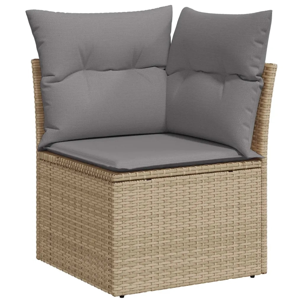 Set Divani da Giardino 7 pz con Cuscini Beige in Polyrattan 3325986