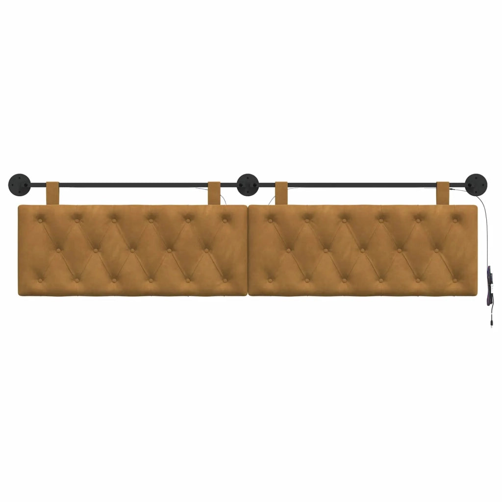 Testiera sospesa Con luce LED Marrone Velluto 3424729