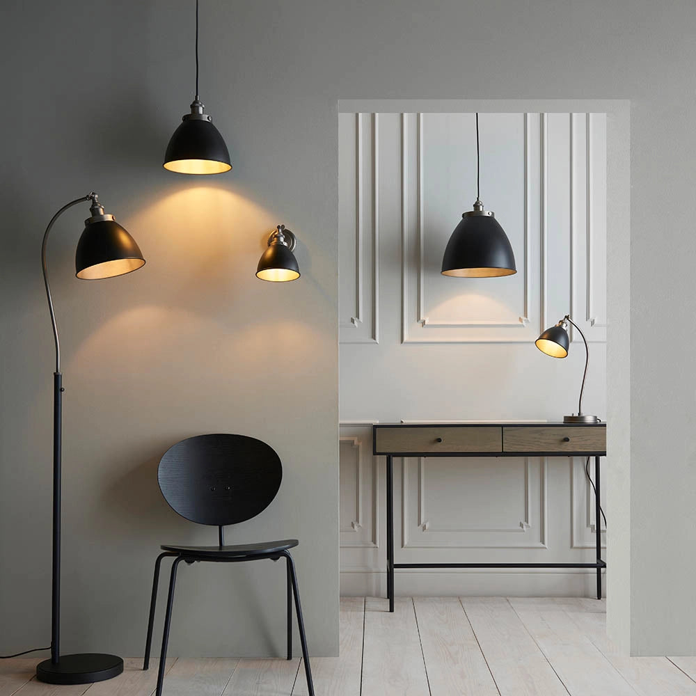 Lampada a sospensione industriale Ø34 nero opaco E27