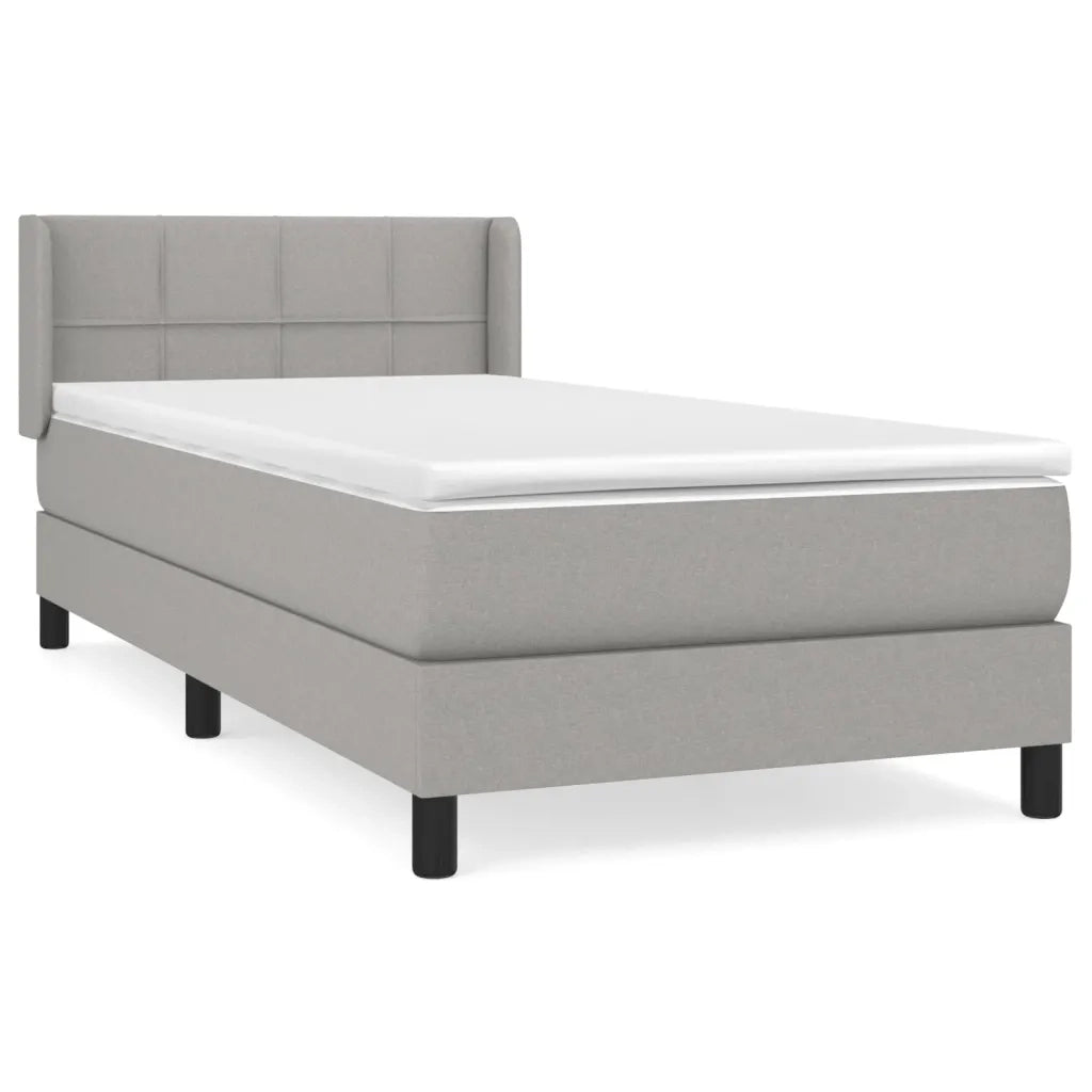 Letto singolo | Letto per adulti | Giroletto a Molle con Materasso Grigio Chiaro 90x200 cm Tessuto