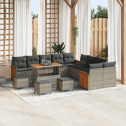 Set Divano da Giardino con cuscino 14 pcs Grigio