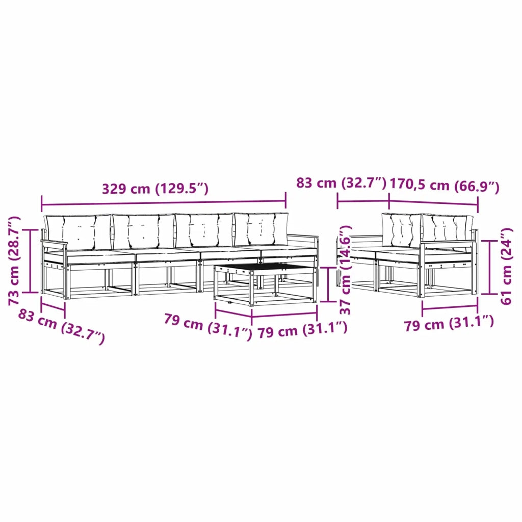 Set di divani da esterno 6 pz Bianco e Beige 3386087