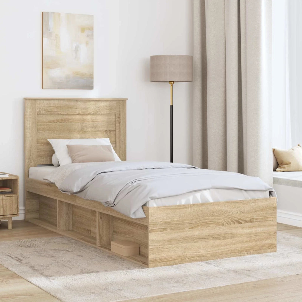 Struttura del letto-Giroletto Rovere Sonoma 75 x 190 cm Pino massello 258376