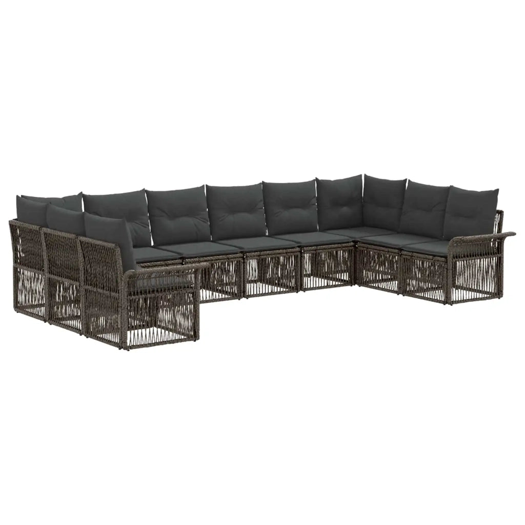 Set Divano da Giardino 10 pz Grigio polyrattan 3434939