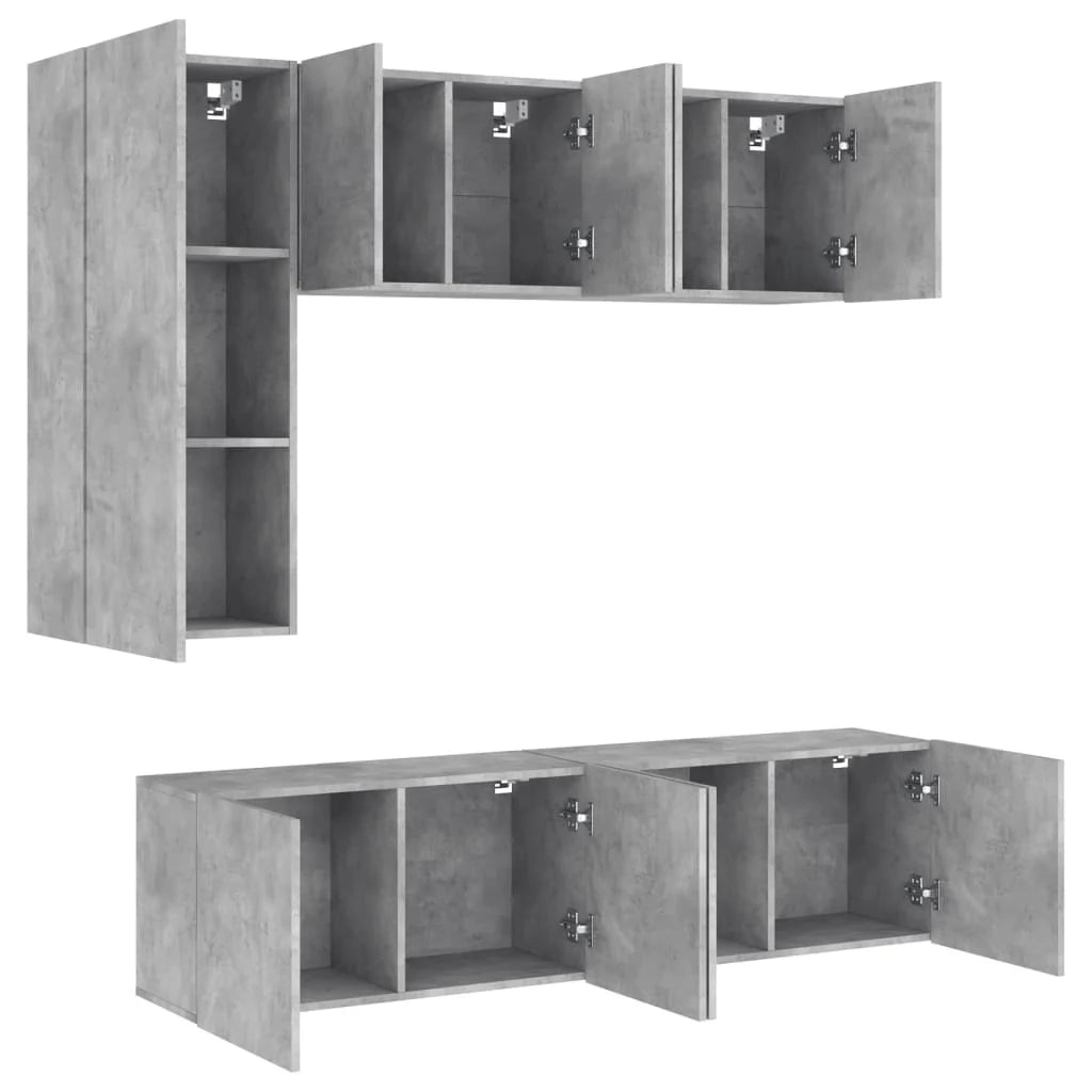 Mobile TV multimediale scaffale TV credenza mobile TV per sala da pranzo soggiorno camera da letto 5 pezzi legno ingegnerizzato grigio 02_0029267