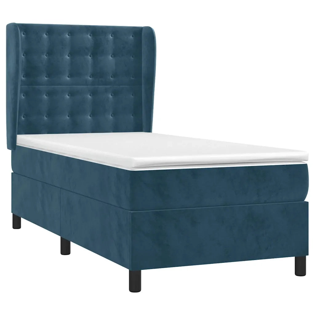 Letto singolo | Letto per adulti | Giroletto a Molle con Materasso Blu Scuro 80x200 cm in Velluto