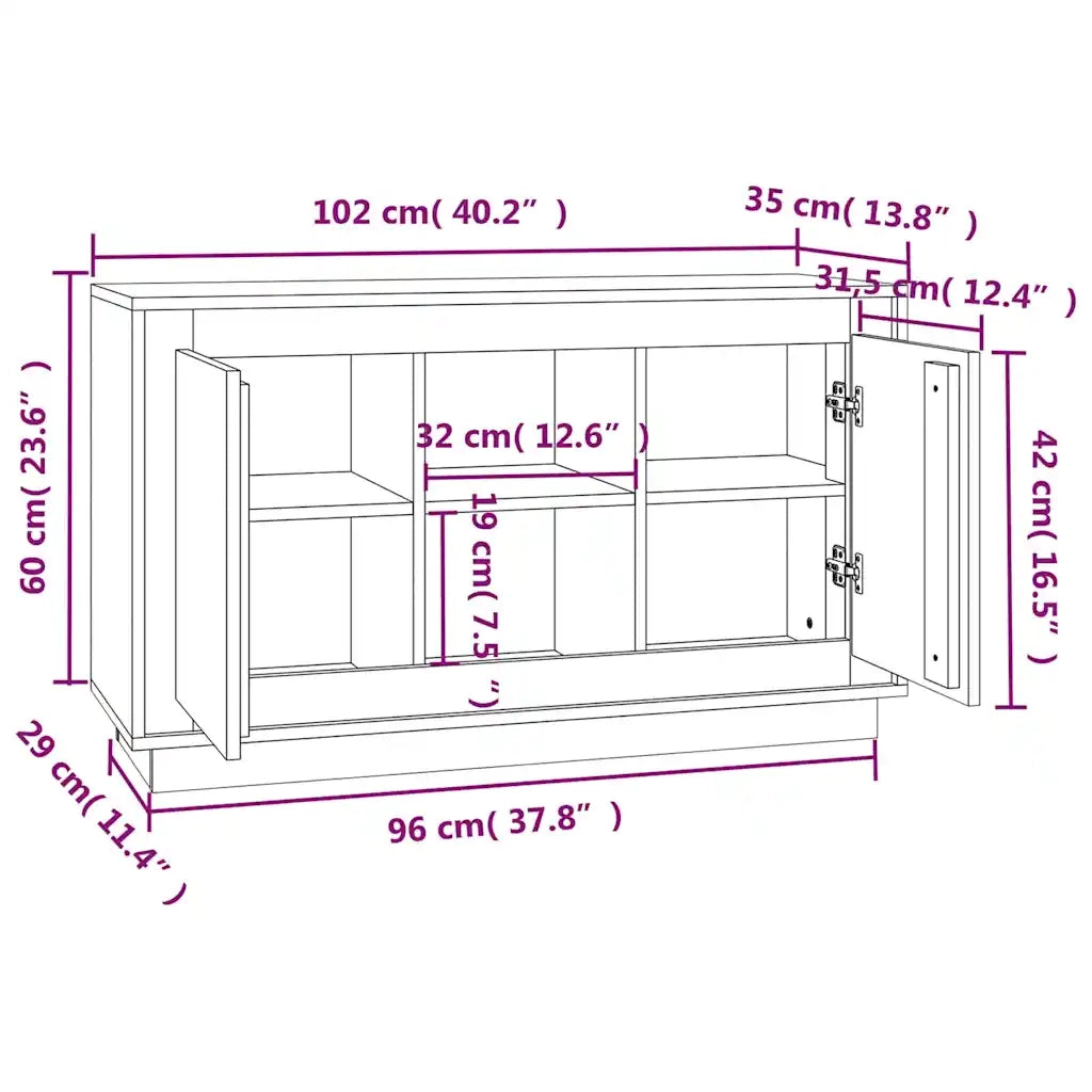 Credenza | Madia | Buffet da pranzo | Armadio da pranzo Nera 102x35x60 cm in Legno Multistrato