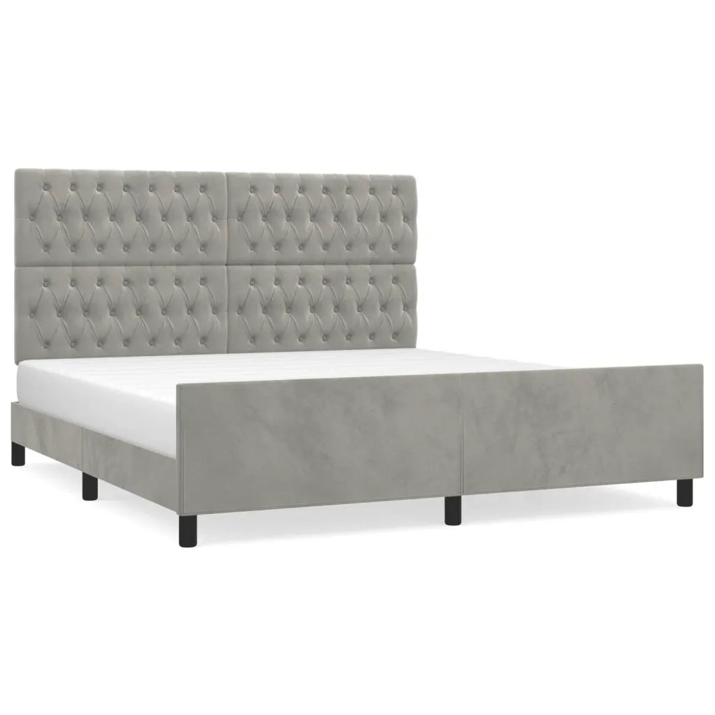 Giroletto con Testiera-Struttura Letto con testiera Grigio Chiaro 180x200 cm in Velluto 252529