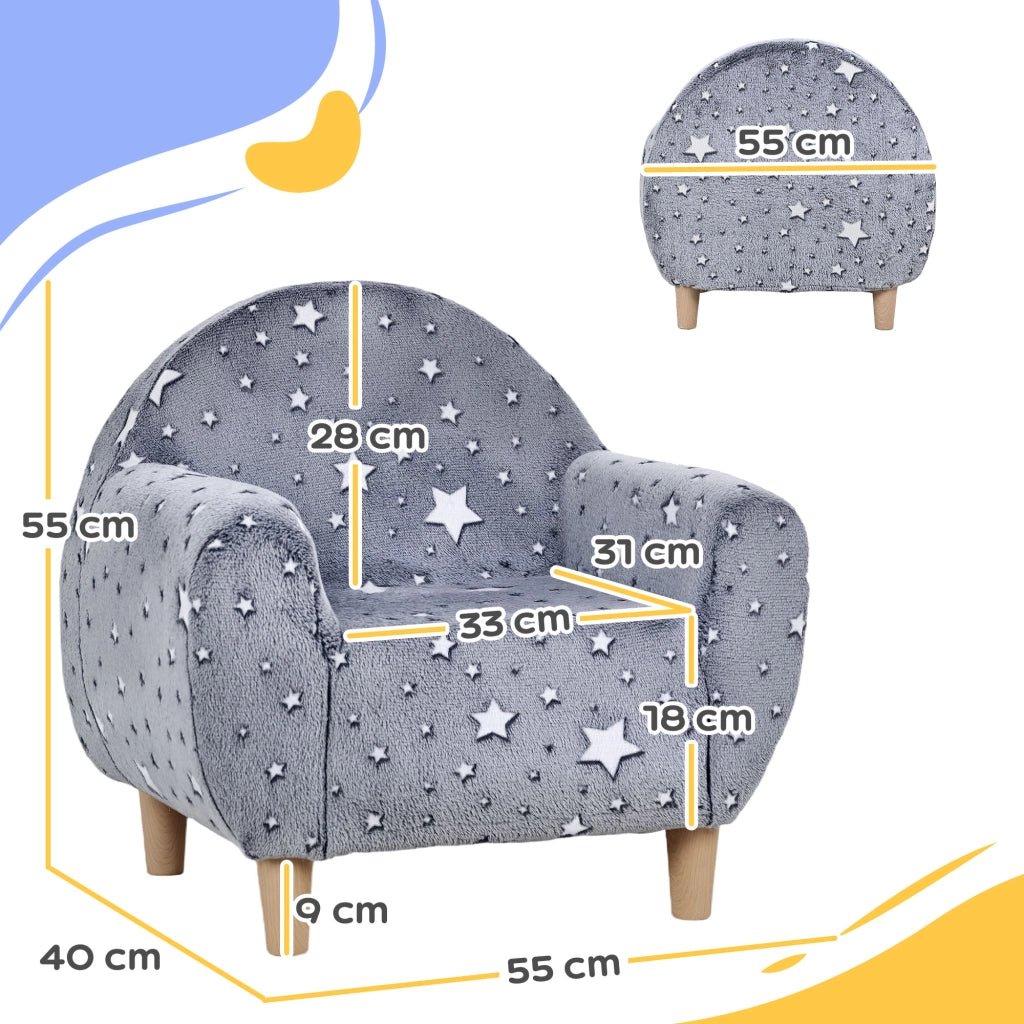 Divano per bambini in velluto ¨C zephmum ¨C 55x40x55 cm grigio