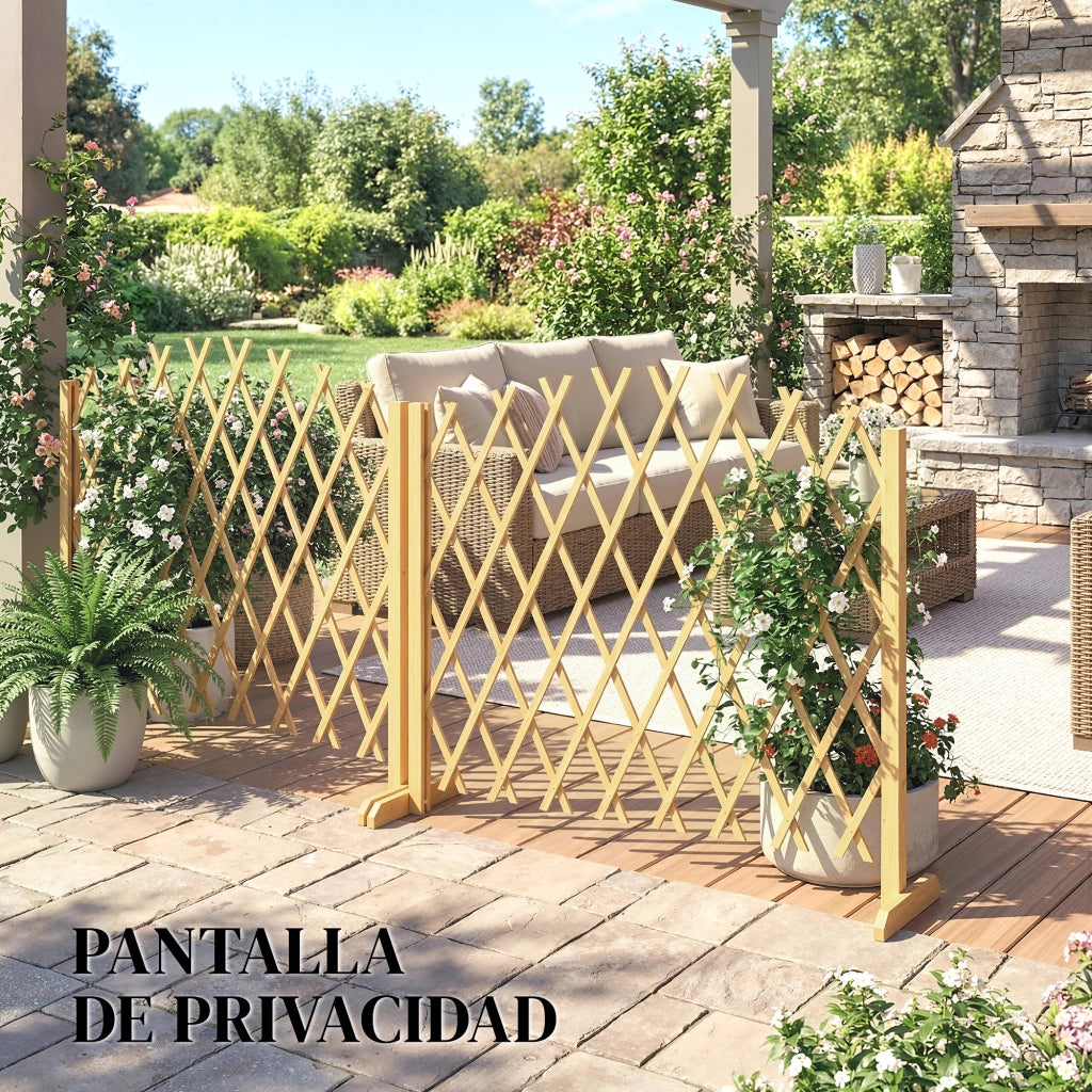 Set di 2 Pannelli per Recinzione da Giardino Estensibile in Legno ¨C Minimal ¨C 180x30x103 cm Naturale