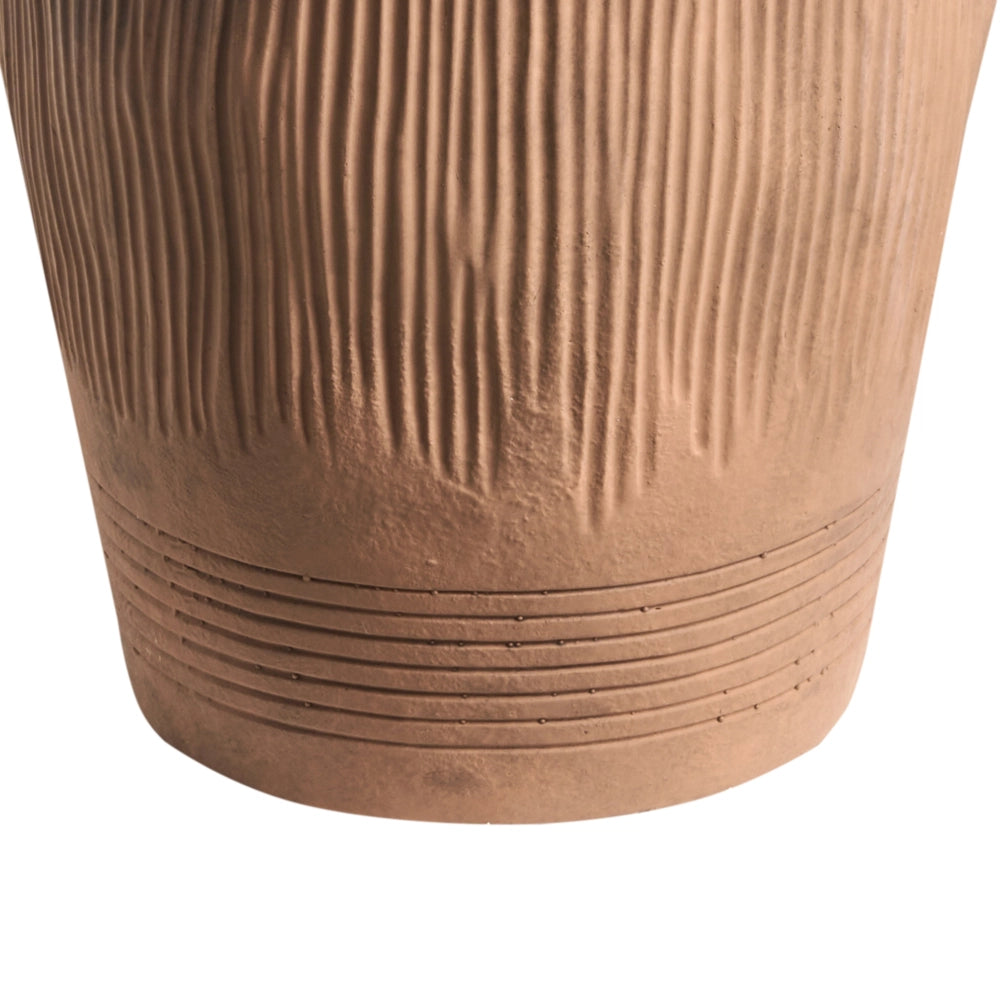 Vaso da fiori in fibra di argilla marrone chiaro dipinto per interni ed esterni Forma rotonda Design moderno Soggiorno