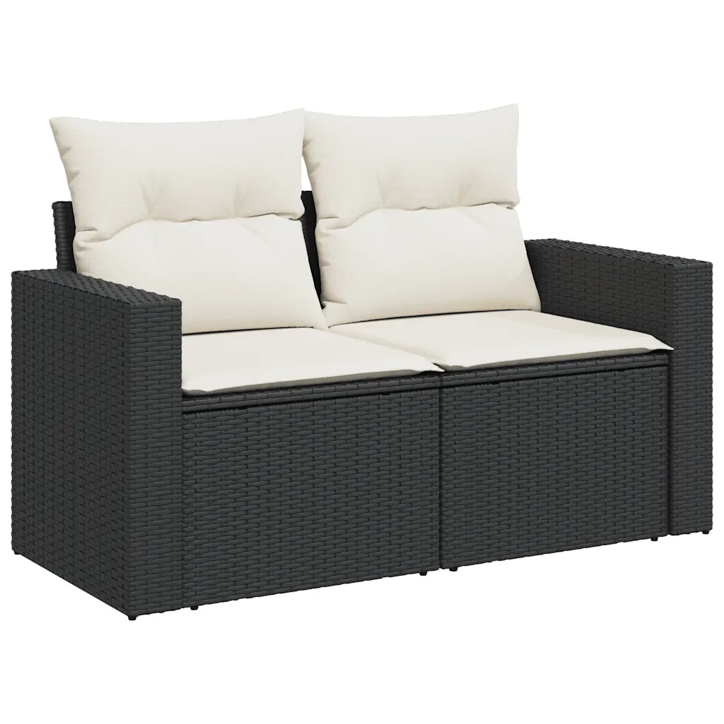 Set Divani da Giardino con Cuscini 7pz Nero Polyrattan 3327003